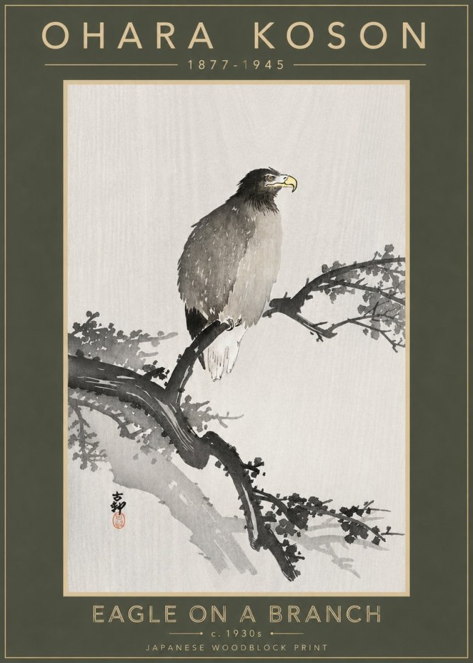 Ohara Koson Eagle on a Branch I No4 - Plakát