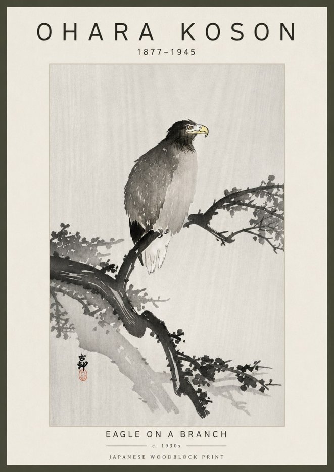 Ohara Koson Eagle on a Branch I No6 - Plakát