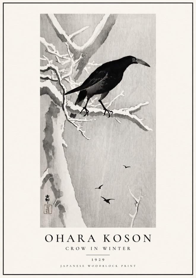 Ohara Koson Crow in Winter I No1 - Plakát