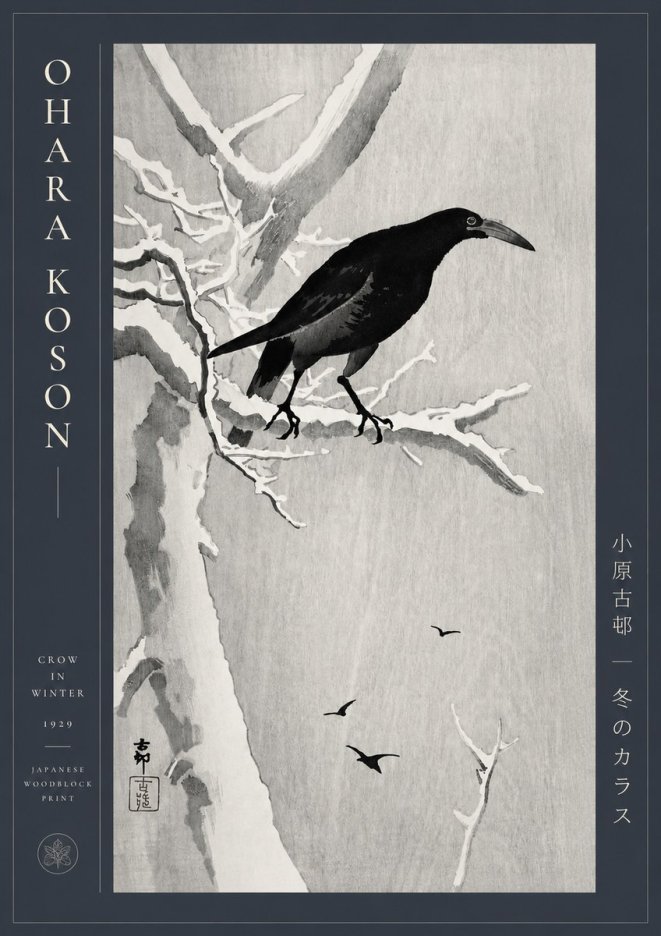 Ohara Koson Crow in Winter I No2 - Plakát