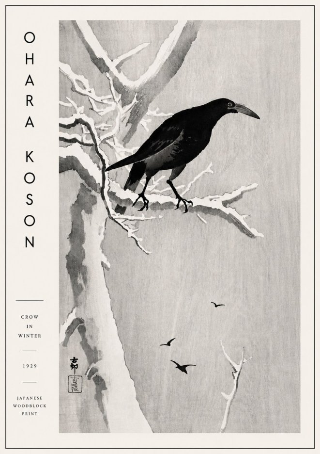 Ohara Koson Crow in Winter I No4 - Plakát