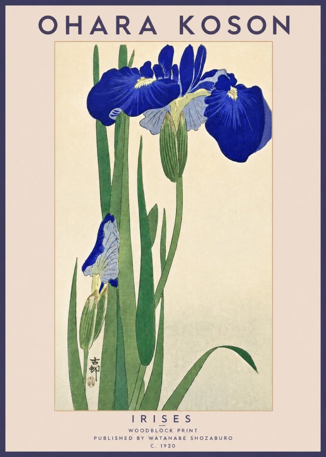 Ohara Koson Irises I No4 - Plakát