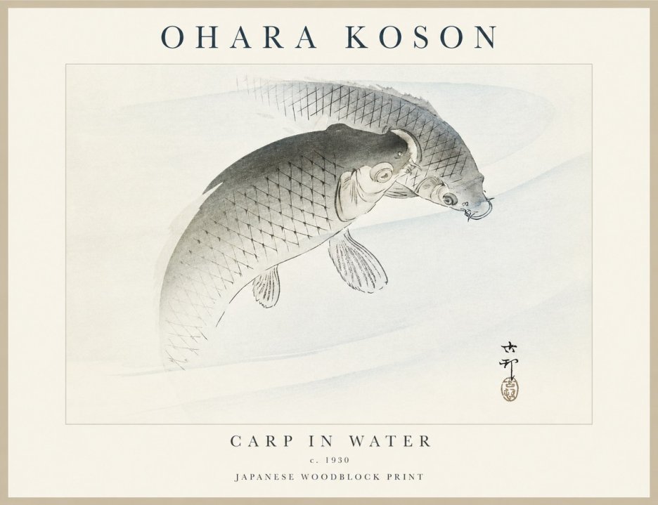 Ohara Koson Carp in Water No1 - Plakát