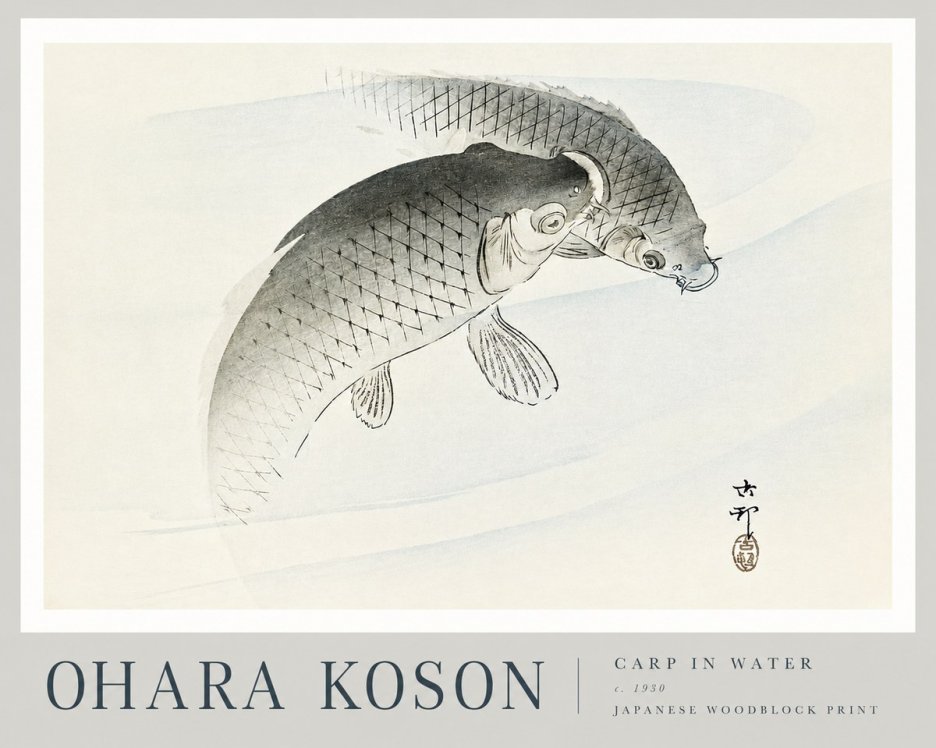 Ohara Koson Carp in Water No3 - Plakát