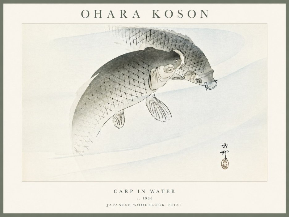 Ohara Koson Carp in Water No4 - Plakát