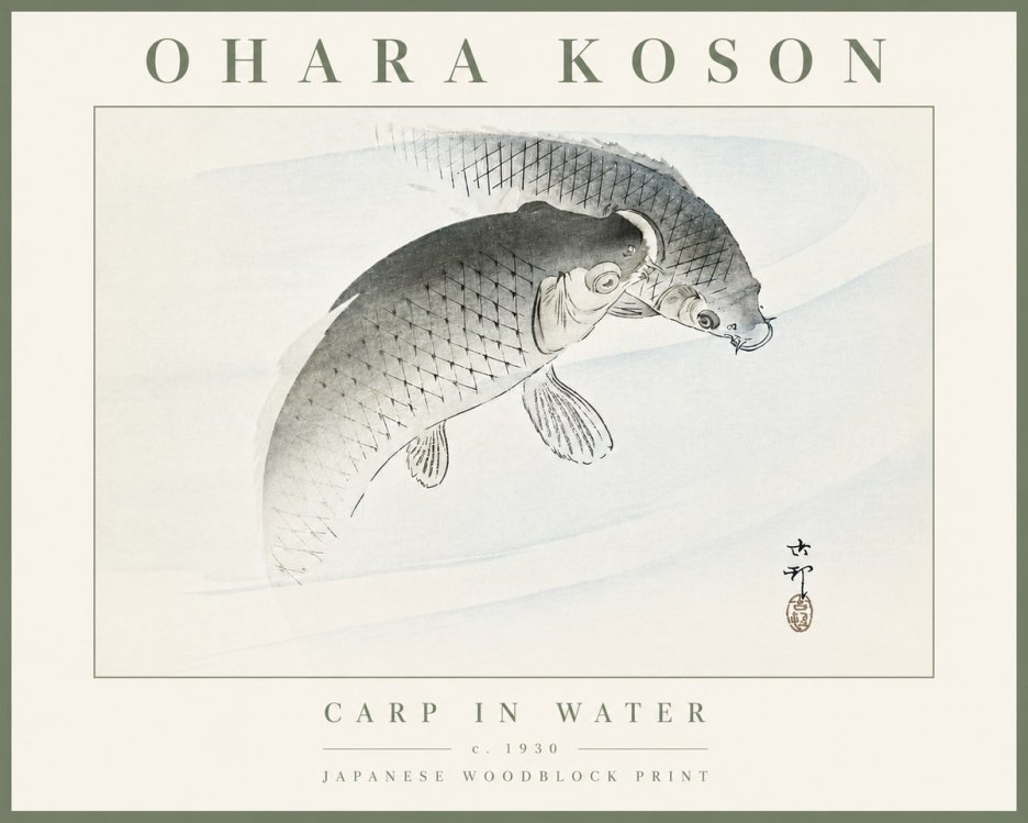 Ohara Koson Carp in Water No5 - Plakát