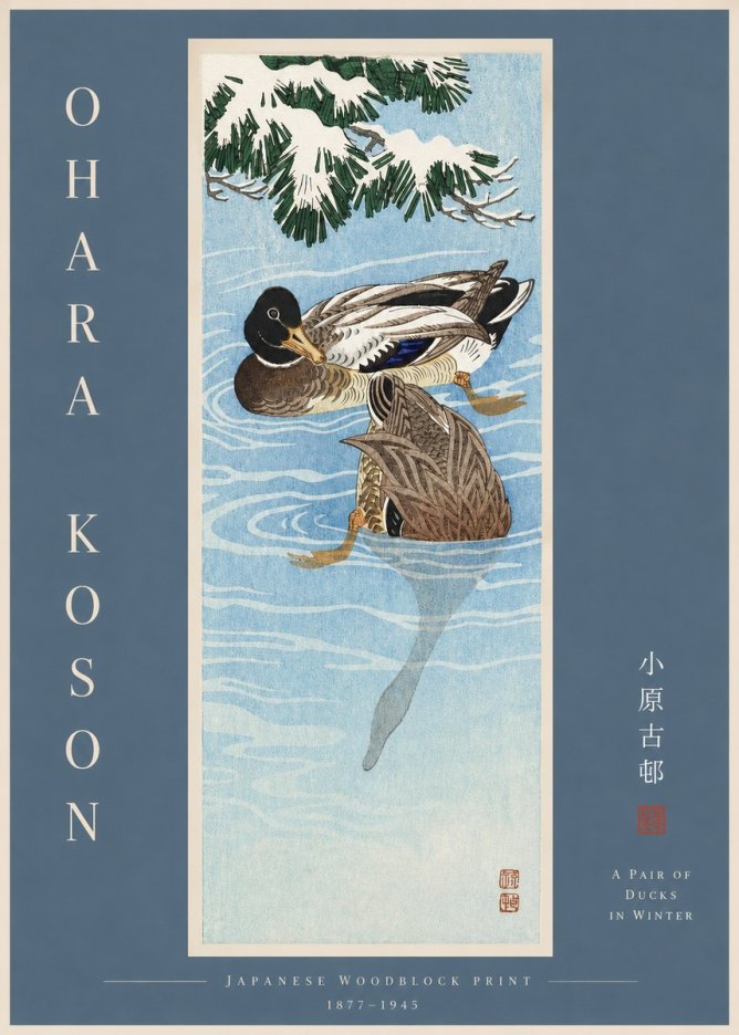 Ohara Koson A Pair of Ducks in Winter No2 - Plakát