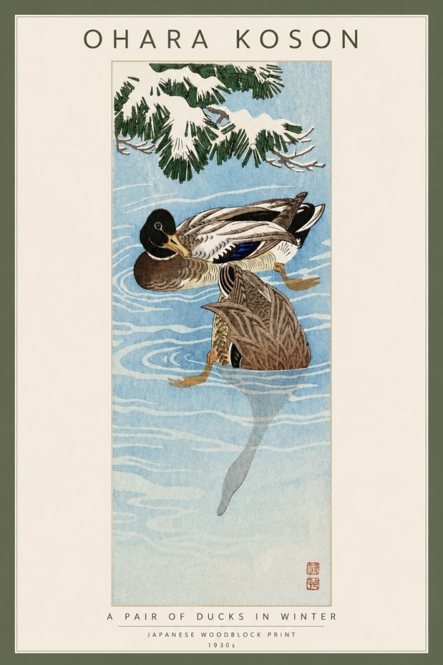 Ohara Koson A Pair of Ducks in Winter No3 - Plakát