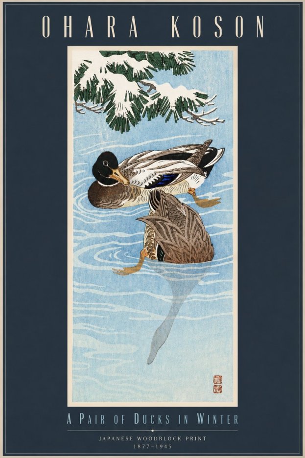 Ohara Koson A Pair of Ducks in Winter No5 - Plakát