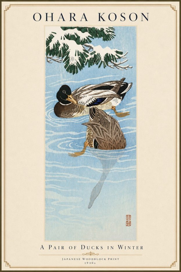 Ohara Koson A Pair of Ducks in Winter No6 - Plakát