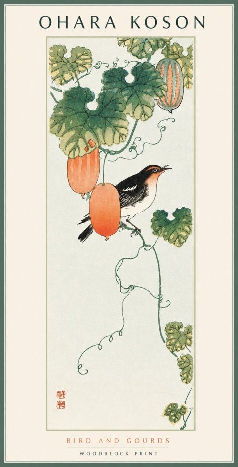 Ohara Koson Bird and Gourds No2 - Plakát