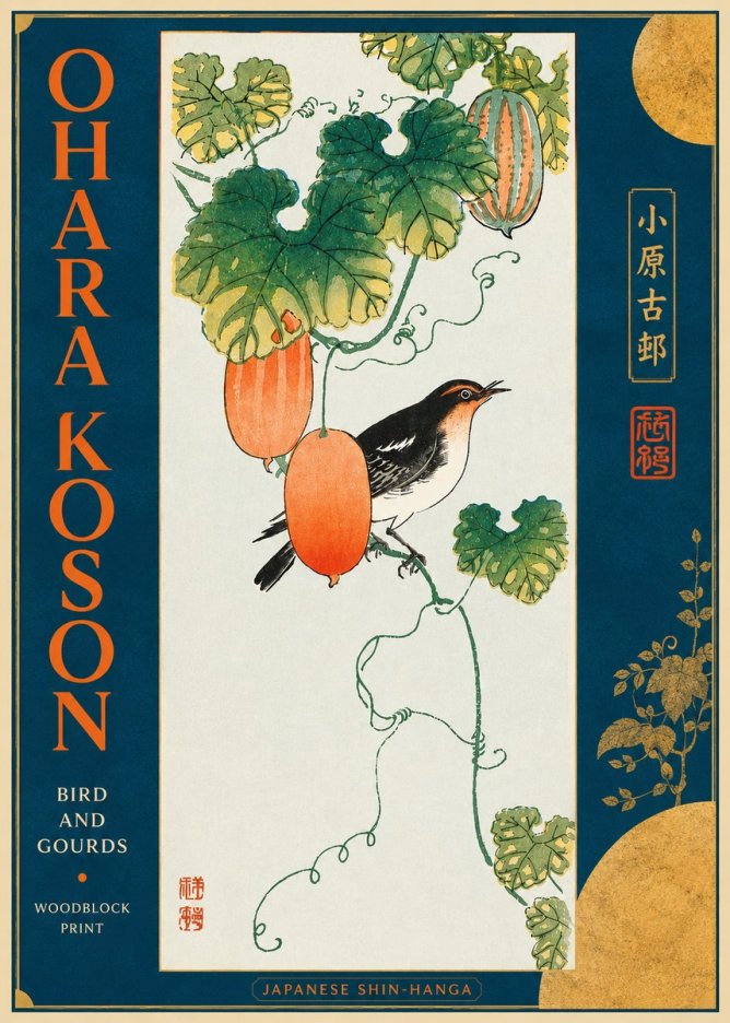 Ohara Koson Bird and Gourds No4 - Plakát