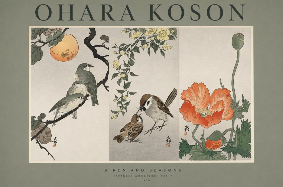Ohara Koson Birds and Seasons No1 - Plakát