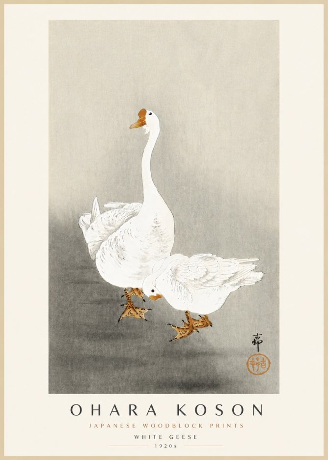 Ohara Koson White Geese No3 - Plakát