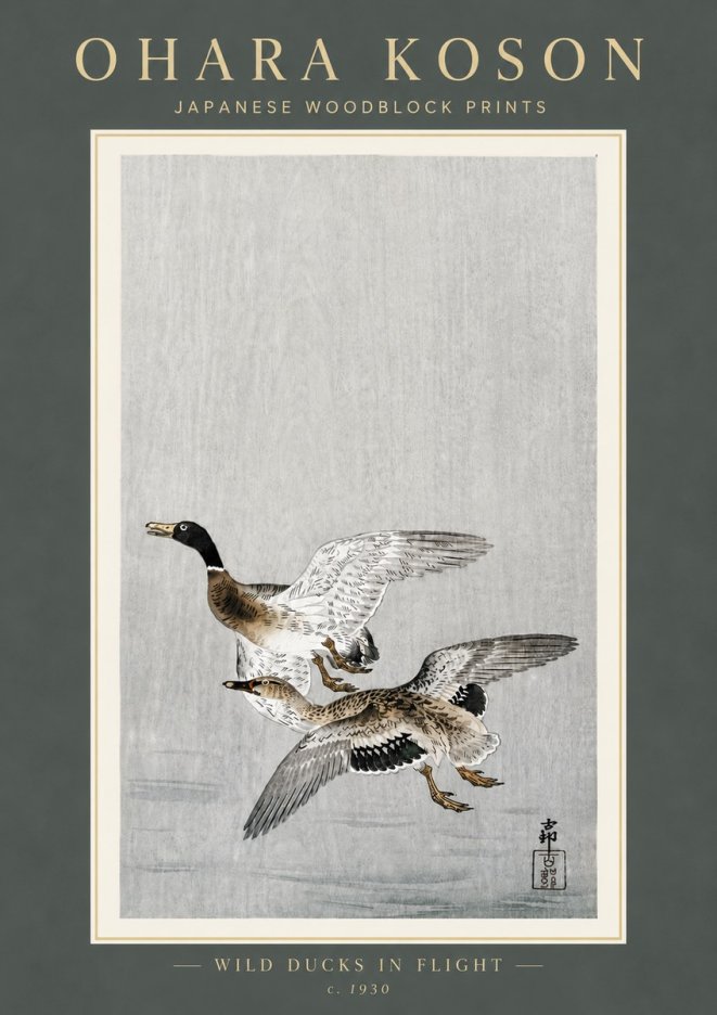 Ohara Koson Wild Ducks in Flight No6 - Plakát