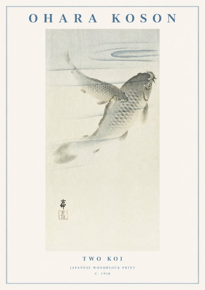 Ohara Koson Two Koi I No1 - Plakát