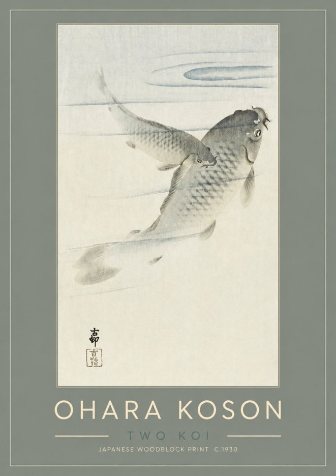 Ohara Koson Two Koi I No2 - Plakát