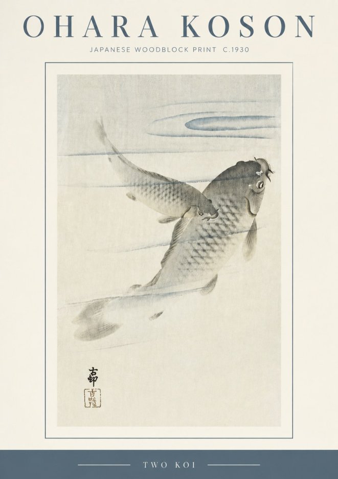 Ohara Koson Two Koi I No3 - Plakát