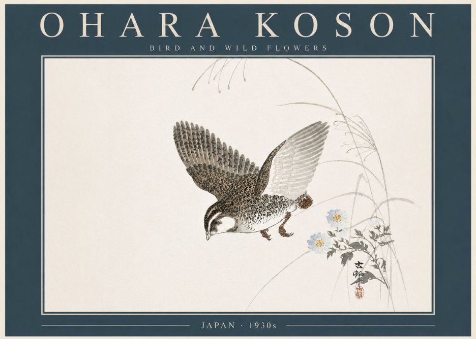 Ohara Koson Bird and Wild Flowers No5 - Plakát