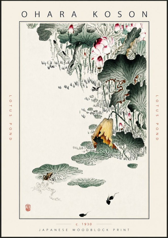 Ohara Koson Lotus Pond No5 - Plakát