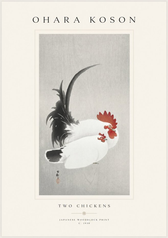 Ohara Koson Two Chickens No1 - Plakát