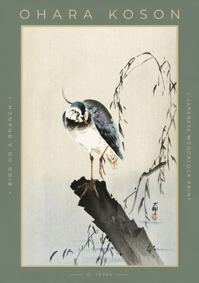 Ohara Koson Bird on a Branch III No2 - Plakát