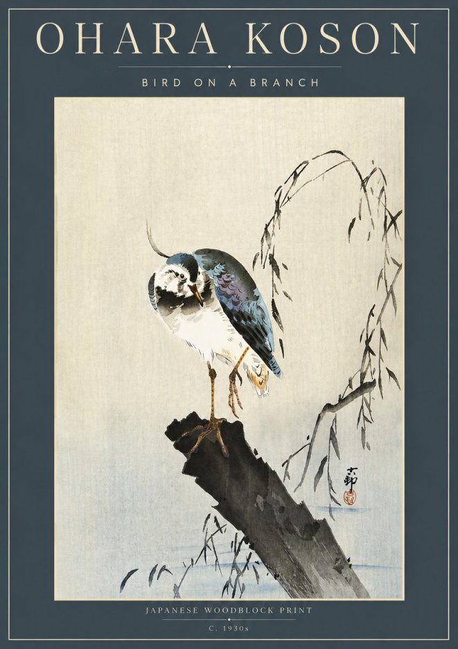 Ohara Koson Bird on a Branch III No4 - Plakát