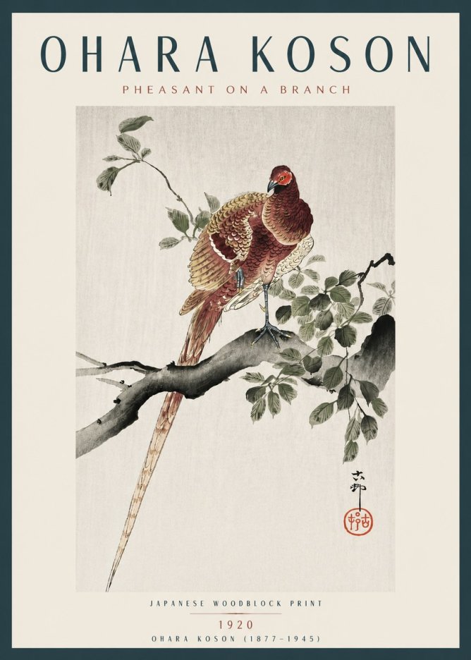 Ohara Koson Pheasant on a Branch No4 - Plakát