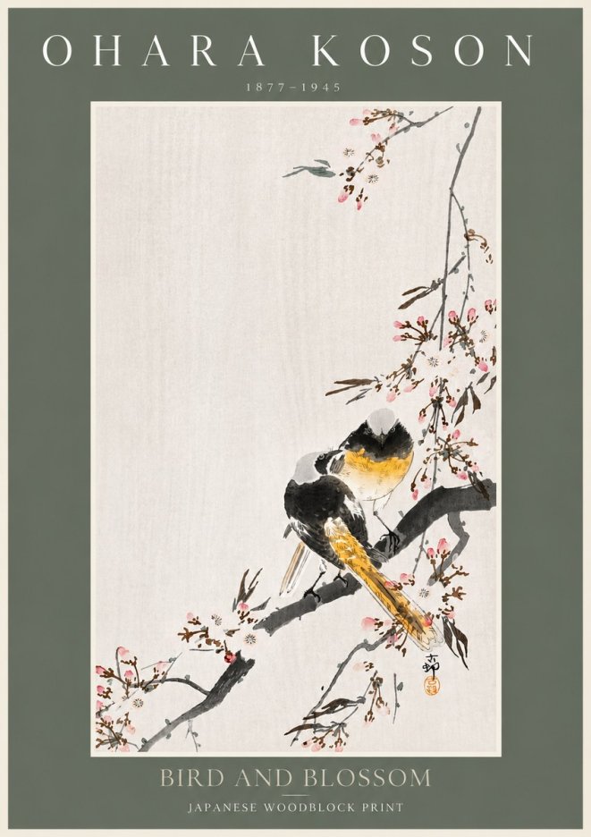 Ohara Koson Bird and Blossom No3 - Plakát