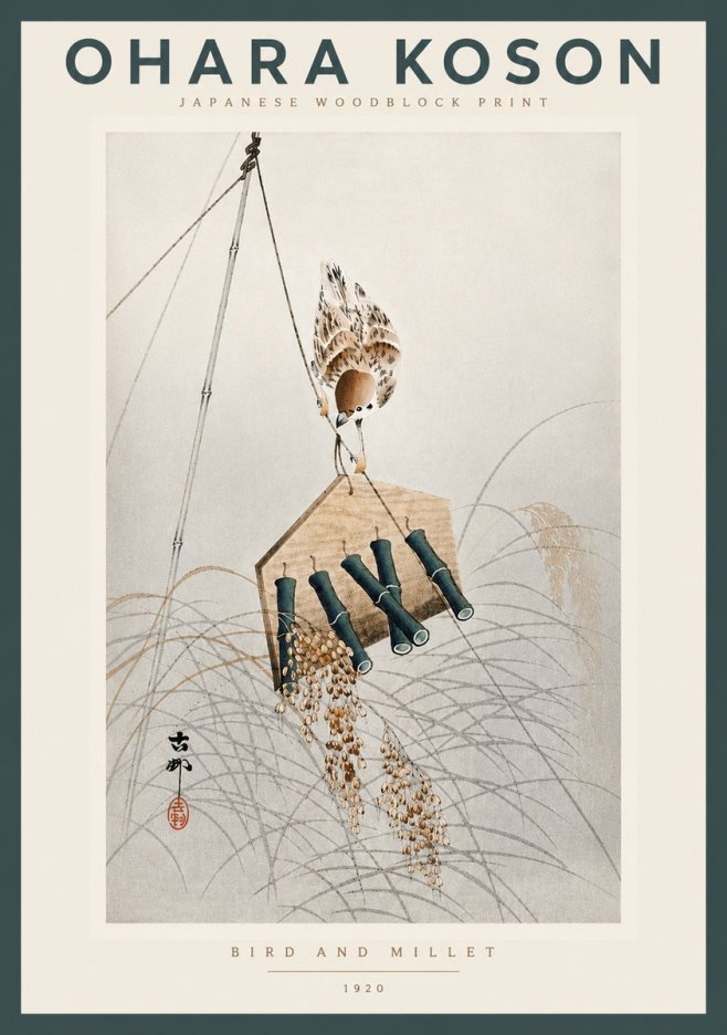 Ohara Koson Bird and Millet No4 - Plakát