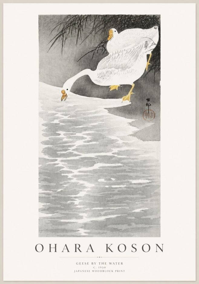 Ohara Koson Geese by the Water No1 - Plakát