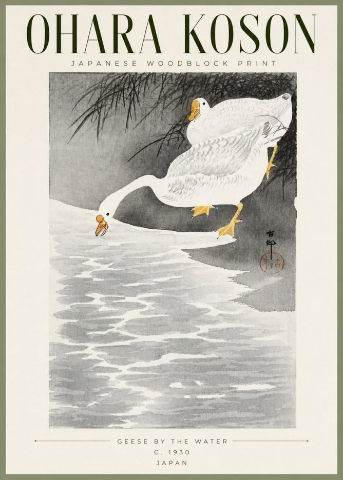 Ohara Koson Geese by the Water No2 - Plakát