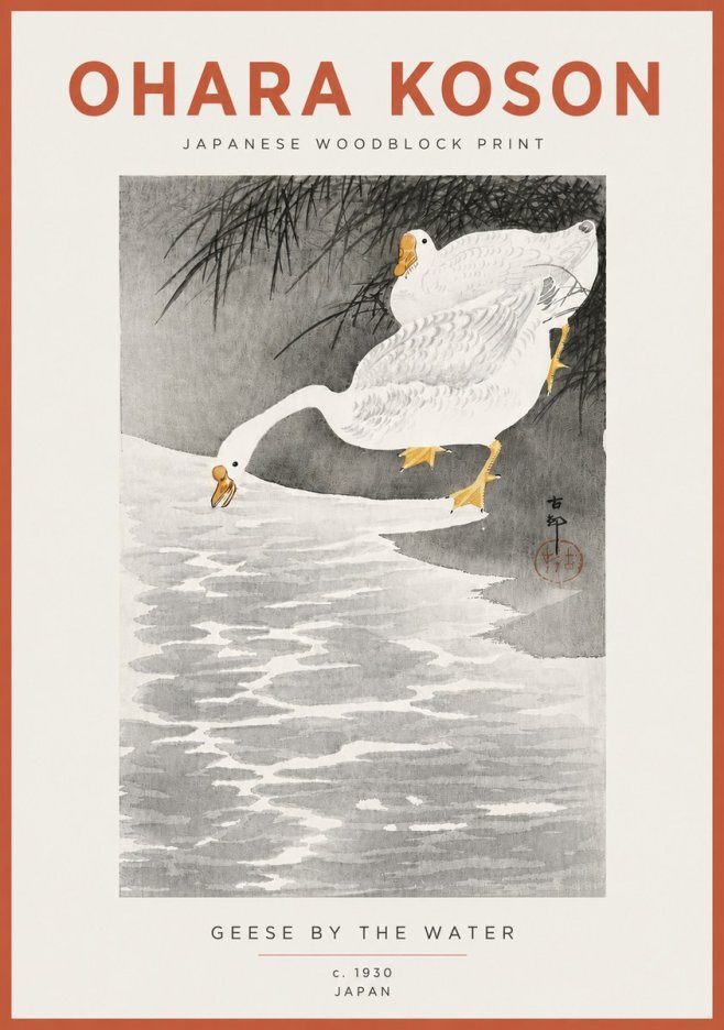 Ohara Koson Geese by the Water No4 - Plakát