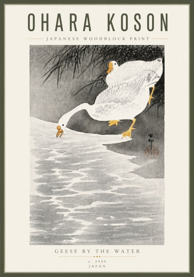 Ohara Koson Geese by the Water No5 - Plakát