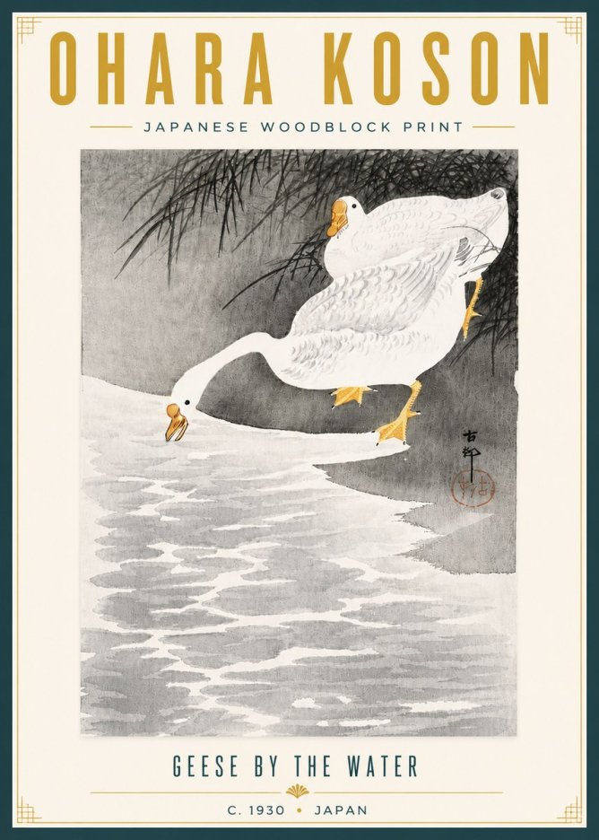 Ohara Koson Geese by the Water No6 - Plakát