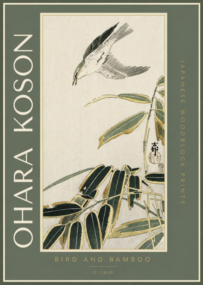 Ohara Koson Bird and Bamboo No2 - Plakát
