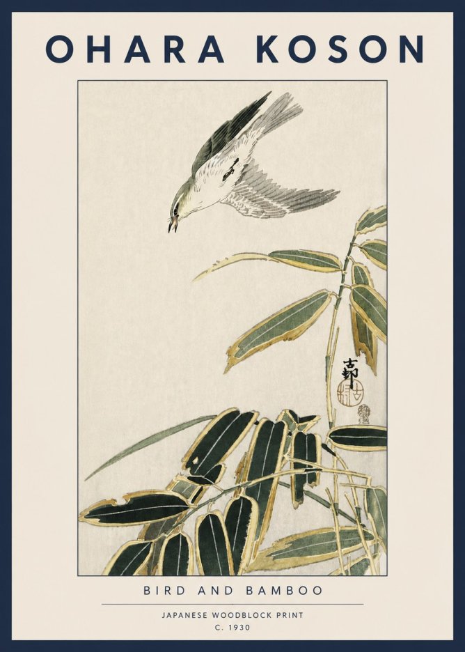 Ohara Koson Bird and Bamboo No3 - Plakát