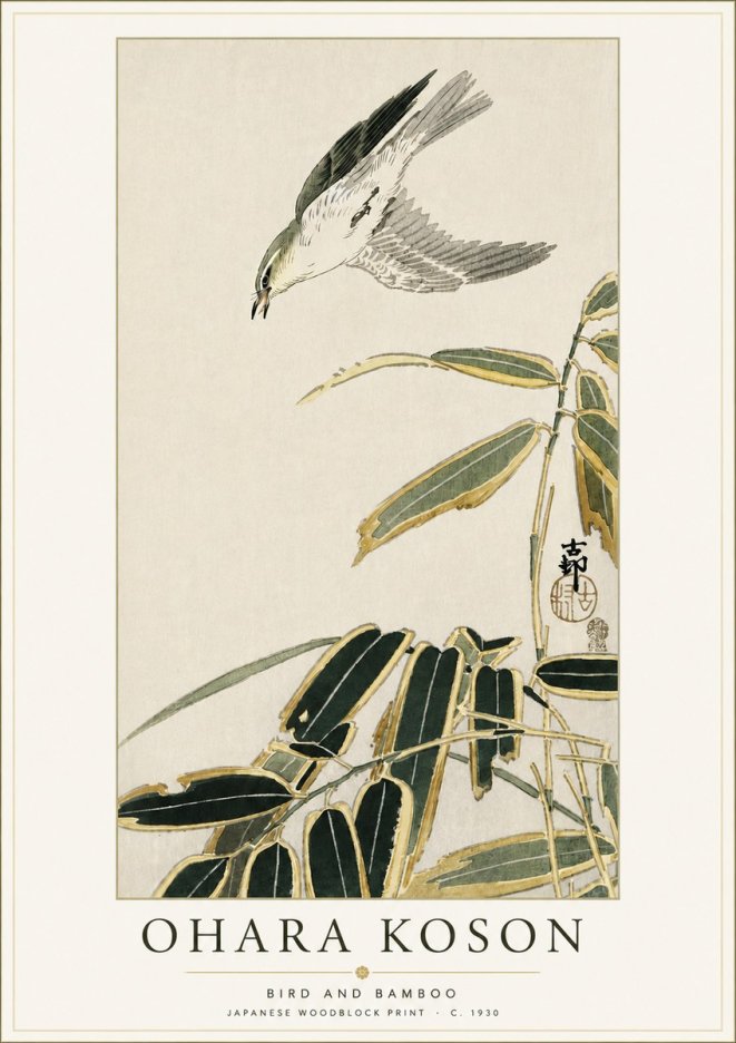 Ohara Koson Bird and Bamboo No4 - Plakát
