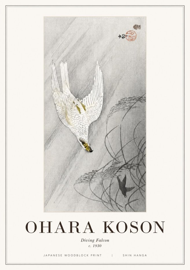 Ohara Koson Diving Falcon No1 - Plakát