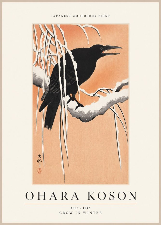 Ohara Koson Crow in Winter II No1 - Plakát
