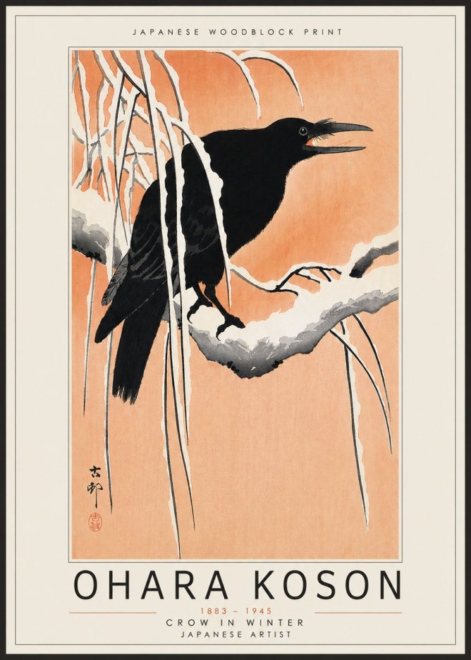 Ohara Koson Crow in Winter II No4 - Plakát