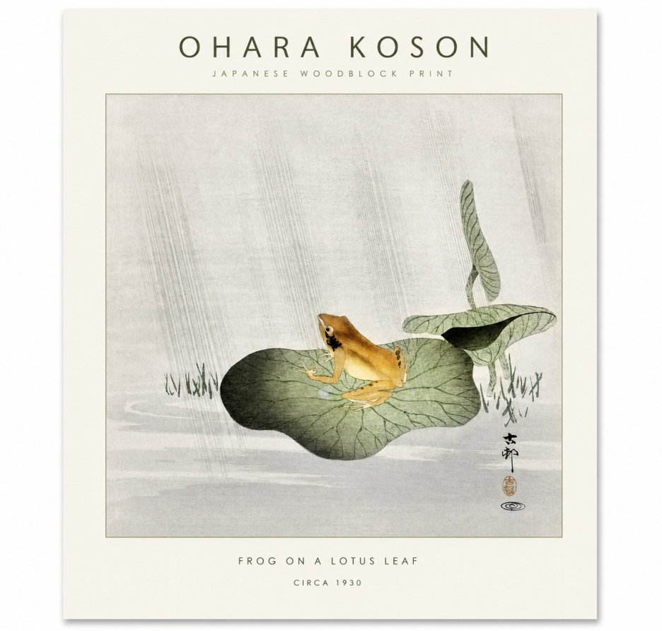 Ohara Koson Frog on a Lotus Leaf No1 - Plakát