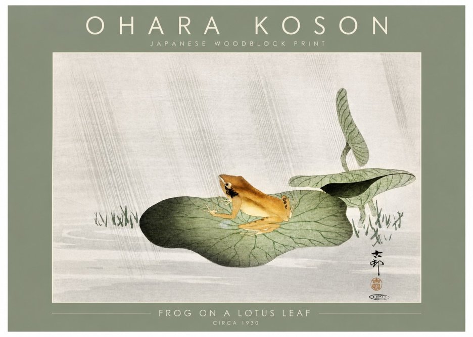 Ohara Koson Frog on a Lotus Leaf No2 - Plakát