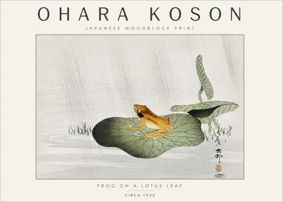 Ohara Koson Frog on a Lotus Leaf No4 - Plakát