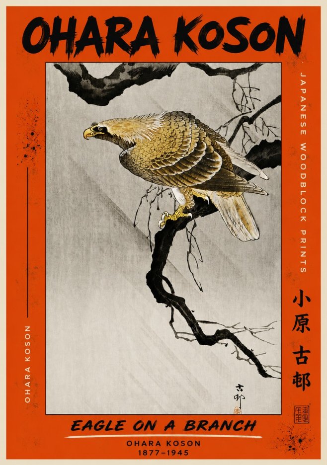 Ohara Koson Eagle on a Branch II No4 - Plakát