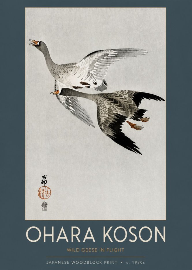 Ohara Koson Wild Geese in Flight III No2 - Plakát