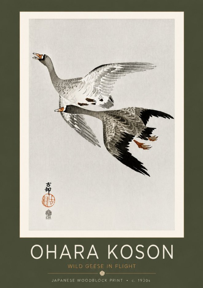 Ohara Koson Wild Geese in Flight III No4 - Plakát