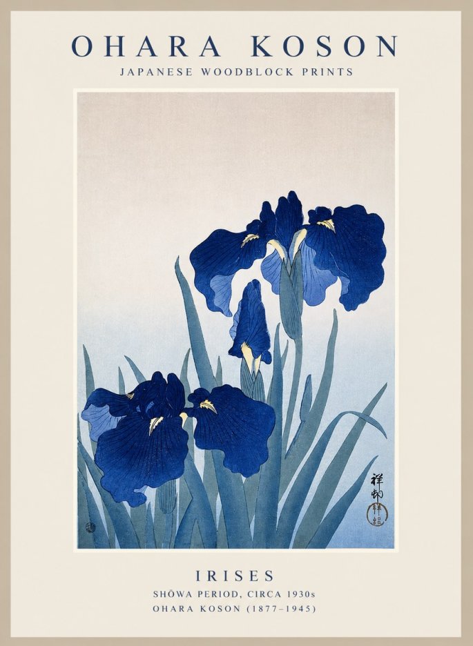 Ohara Koson Iris Es No1 - Plakát