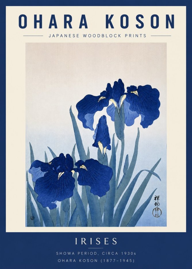 Ohara Koson Iris Es No2 - Plakát