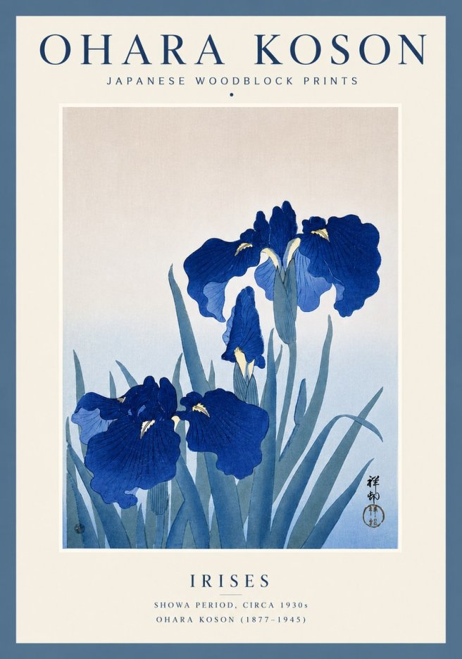 Ohara Koson Iris Es No3 - Plakát